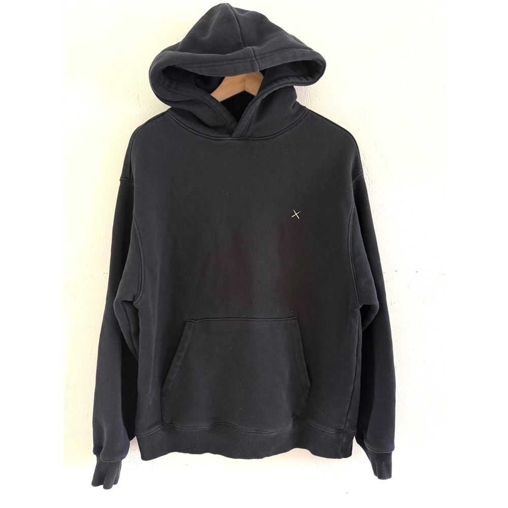 Cuts Clothing Mens Black Pullover Hoodie Metal X Logo Cotton Blend Size M